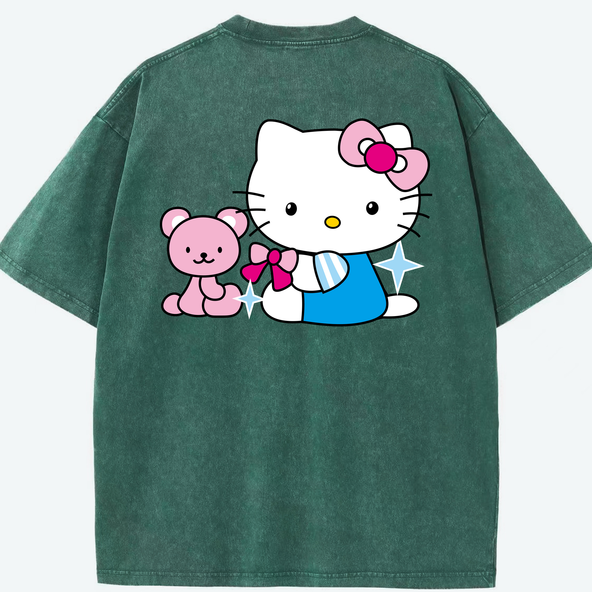 （画像用） Hello Kitty ハローキティ 綿100% ヴィンテージ風 半袖Tシャツ（背面プリント）